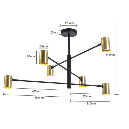 Lampa wisząca Snow 6xGU10 złota