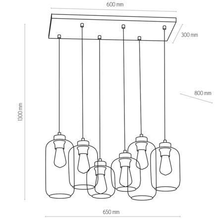 Lampa wisząca Szklana MARCO BROWN  6 x E27 Transparent + miodowy + brązowy