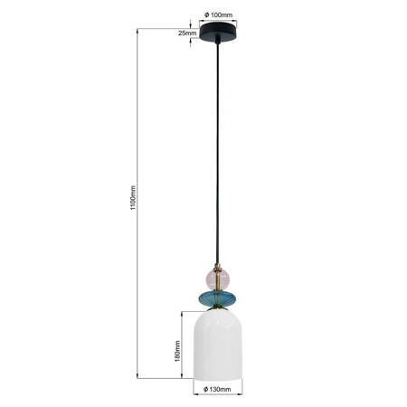 Lampa wisząca Tropea 1xE27 biała, średnia LP-2004/1P M WH