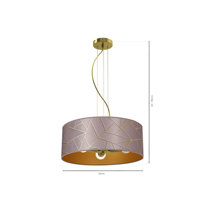 Lampa wisząca ZIGGY PINK Gold/Pink 3xE27