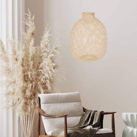 Lampa wisząca biała BOHO bambusowa BALI 30cm BMB04