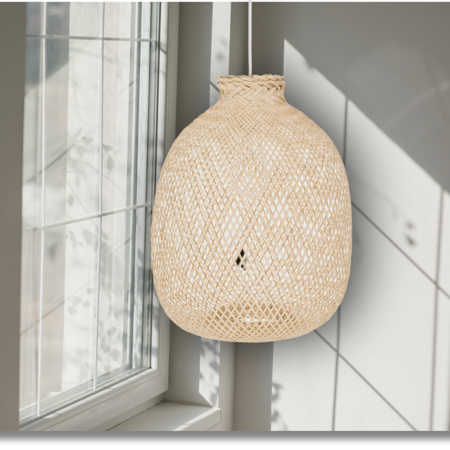 Lampa wisząca biała BOHO bambusowa BALI 30cm BMB04