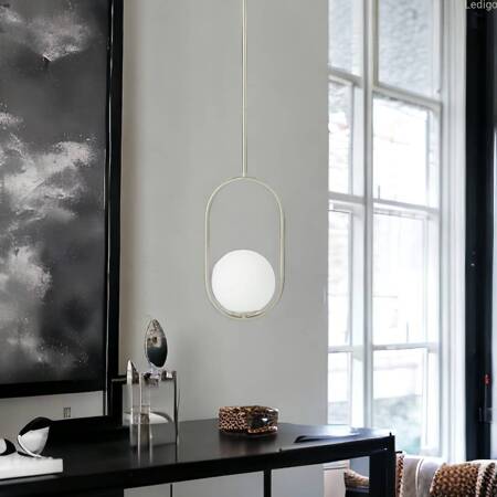 Lampa wisząca chrom mat Milano Ring mleczne kule 1xE14