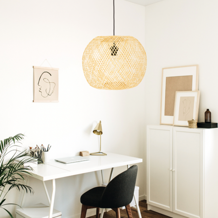 Lampa wisząca czarna BOHO bambusowa 40cm BMB03