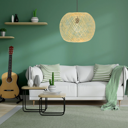 Lampa wisząca czarna BOHO bambusowa 40cm BMB03