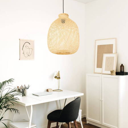 Lampa wisząca czarna BOHO bambusowa BALI 30cm BMB04