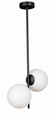 Lampa wisząca czarna Milano Twin mleczne kule 2xE14