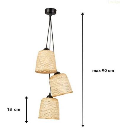 Lampa wisząca czarna TRIO bambus 3xE27