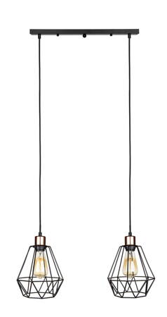 Lampa wisząca loft DIAMENT listwa podwójna czarna rose gold