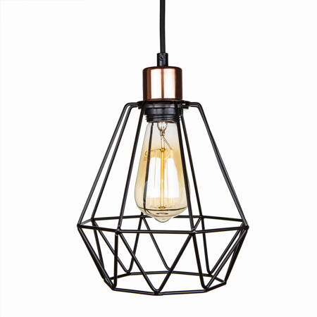 Lampa wisząca loft DIAMENT listwa potrójna czarna rose gold