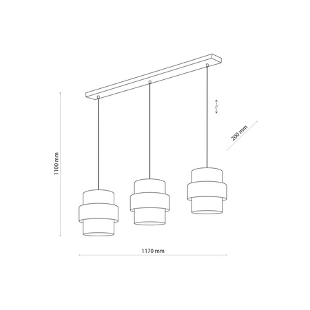 Lampa wisząca podłużna CALISTO 3xE27