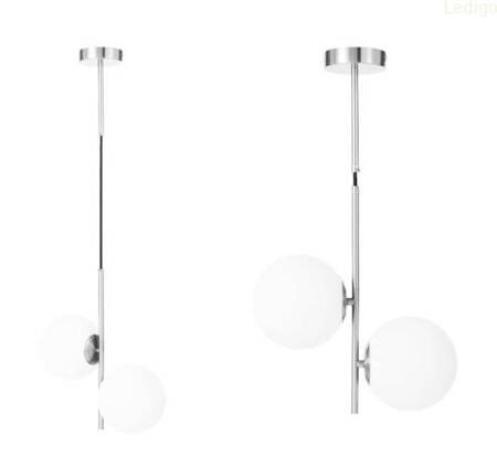 Lampa wisząca silver Milano Twin mleczne kule 2xE14