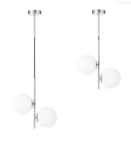 Lampa wisząca silver Milano Twin mleczne kule 2xE14