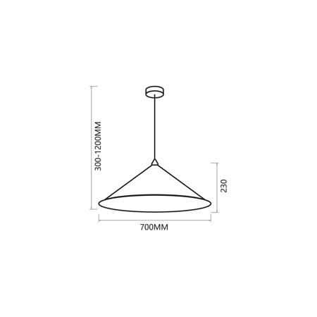 Lampa wisząca stożek Fuji Ø70cm 1xE27 czarno złota