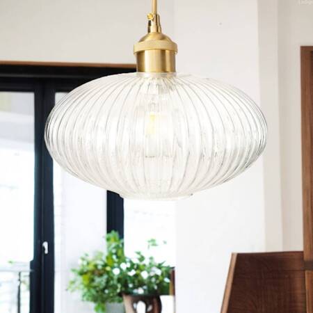 Lampa wisząca szklana Torino duża złota przezroczysta 30cm E27