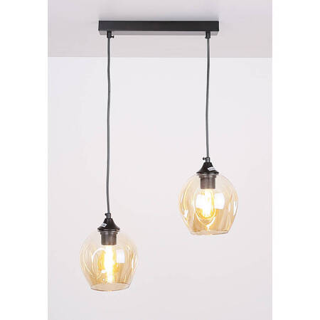 Lampa wisząca szklana czarno/brązowa 2xE27 Aspa 32-00590