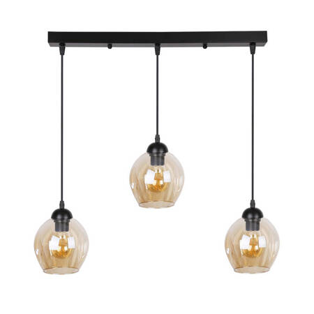 Lampa wisząca szklana czarno/brązowa 3xE27 Aspa 33-00606