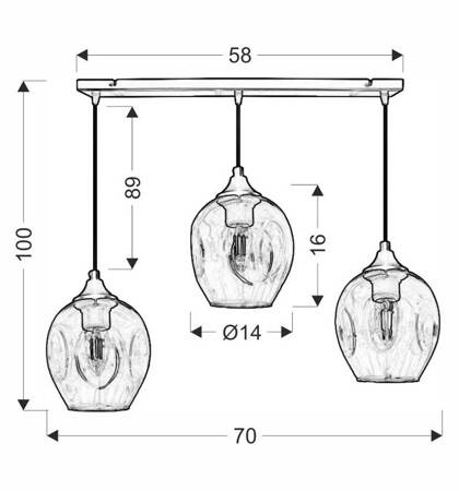 Lampa wisząca szklana czarno/brązowa 3xE27 Aspa 33-00606