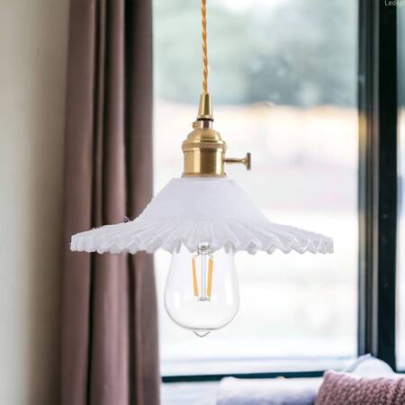 Lampa wisząca szklana płaska BALERINA mleczna 1xE27