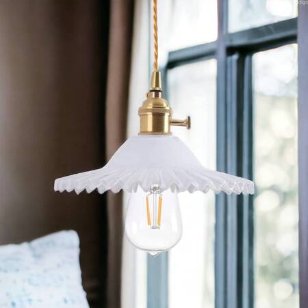 Lampa wisząca szklana płaska BALERINA mleczna 1xE27