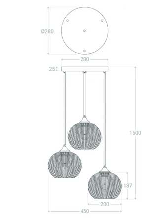 Lampa wisząca szklane kule TRI KLIMT zielony amber pomarańczowy