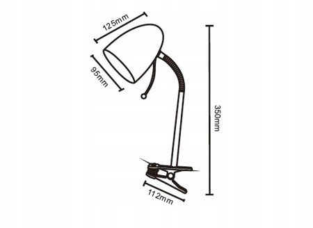 Lampka biurkowa zaciskowa srebrna E27 z klipsem