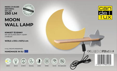 Lampka nocna dla dzieci LED 5W Gwiazdka KIDS Moon złoty+szary Candellux 21-84460