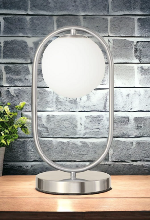 Lampka nocna stołowa elegancka Milano Ring E14 chrom mat