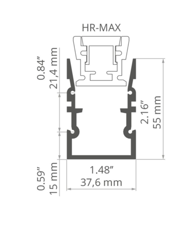 Listwa montażowa pogłębiona profil techniczny HR-MAX-TW surowy KLUŚ 2m