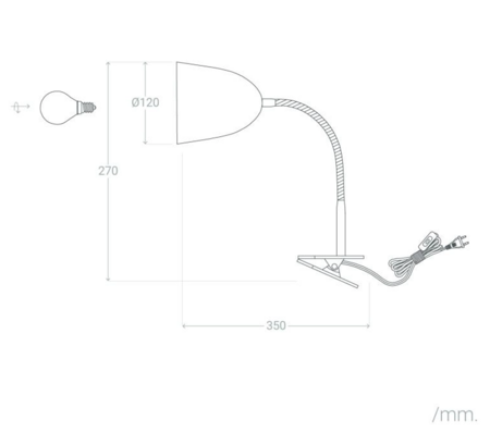 Metalowa Lampka biurkowa regulowana 1xE14  z klipsem Ripley czarny