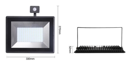 Mocny Halogen LED 100W z Czujnikiem ruchu naświetlacz 6400K