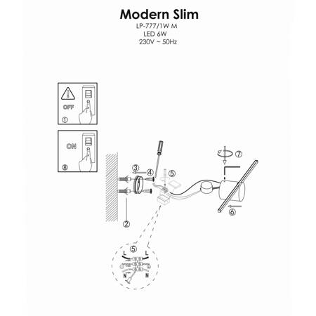 Modern Slim kinkiet L czarny