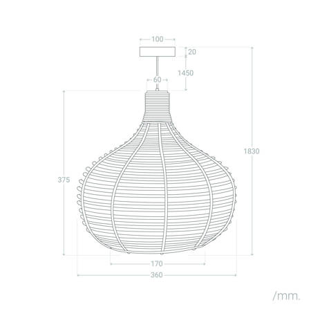 Naturalna lampa wisząca E27 Boho Yantai wiklina