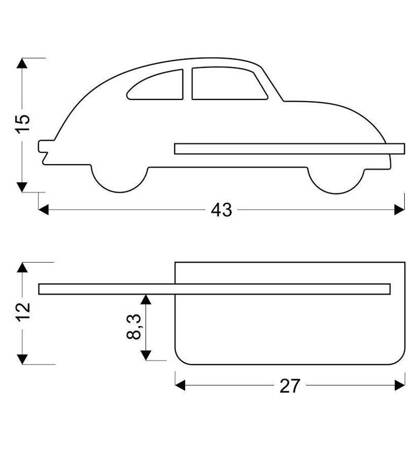 Półka podświetlana LED 5W IQ Kids CAR szara 21-84774