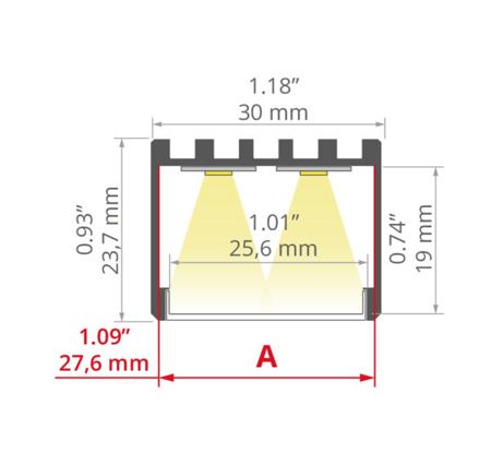 Profil do LED 3035-O architektoniczny srebrny anodowany Kluś 3m