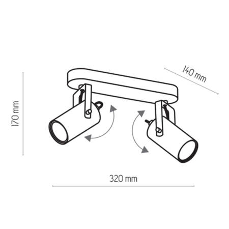 REDO BLACK/GOLD LAMPA SUFITOWA 2 PŁ GU10