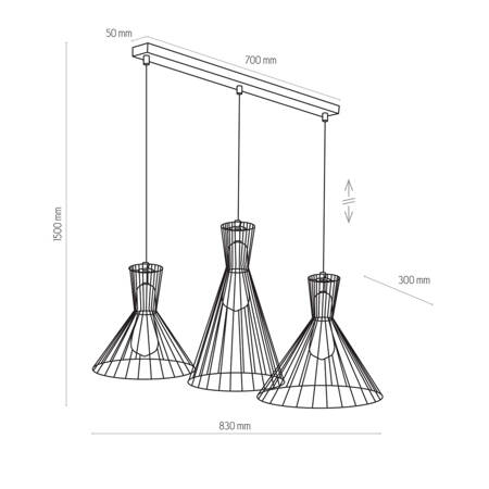 SAHARA LAMPA WISZĄCA 3 PŁ LISTWA