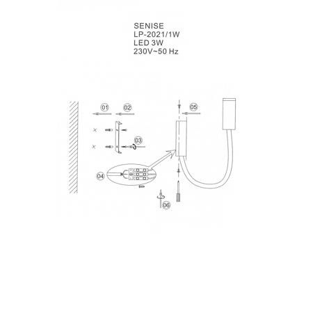 Senise kinkiet czarny LP-2021/1W BK