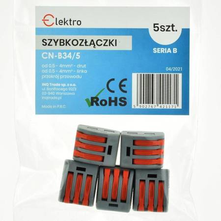 Szybkozłączka CN-B34 3x 0,5-4mm drut/linka (opk 5szt)