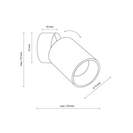 TOP DOWNLIGHT Black 1xGU10