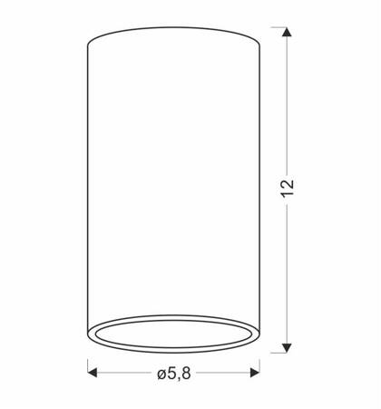 TUBA LAMPA SUFITOWA CZARNY 1X15W GU10 ODBŁ. ZŁOTY ŚR. 7 CM