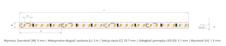 Taśma LED K-50-1091-24V neutralna 4000K ultracienka 5mm 9.1W/m