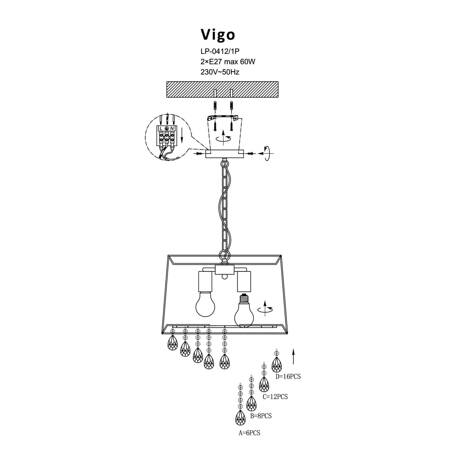 VIGO lampa wisząca czarna LP-0412/1P BK