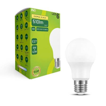 Żarówka LED A60 E27 6W BULB 510lm 3000K INQ