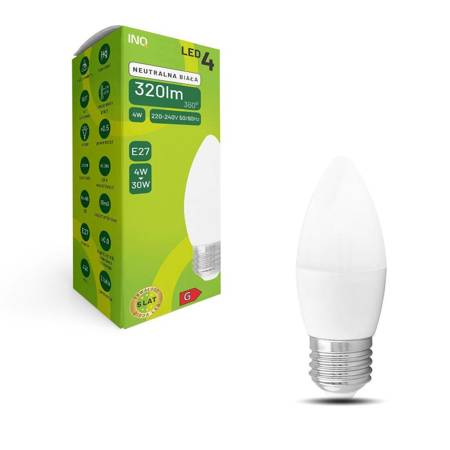 Żarówka LED C37 E27 4W ŚWIECA 320lm 4000K INQ