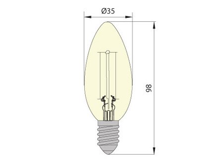 Żarówka LED FILAMENT E14 5W świeczka C35 ciepła mleczna 360