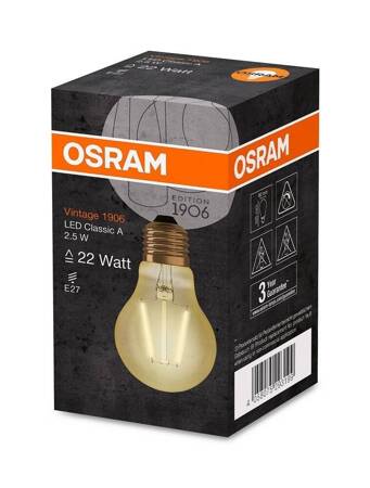 Żarówka led E27 2,5W 220lm 2400k vintage A22 Osram