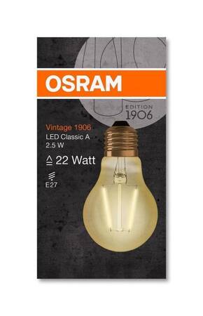 Żarówka led E27 2,5W 220lm 2400k vintage A22 Osram