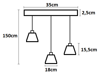 Lampa sufitowa czarna metalowa plafon 3 klosze stożki