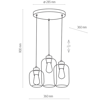 Lampa wisząca Szklana  3 x E27 grafit lustrzany